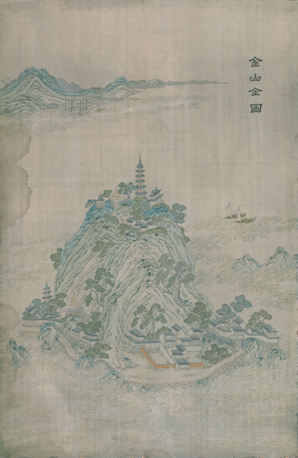 緙絲金山全圖掛屏