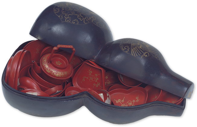 描金漆葫蘆式餐具套盒