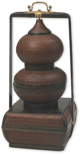 竹編葫蘆式提梁餐具套盒