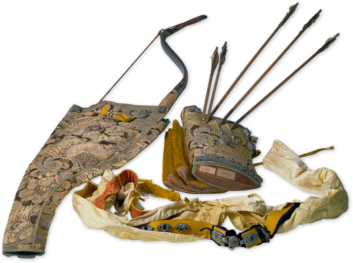 織金銀緞面皮囊鞬