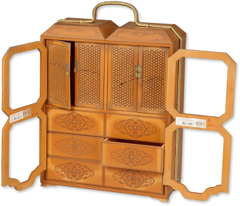 文竹繩紋提梁文具箱