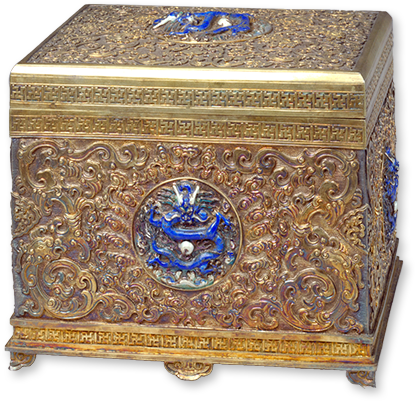 銀鎏金鏨花暖硯盒