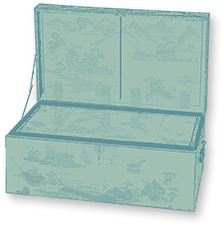 黑漆描金山水樓閣“圓音壽耋”套印盒