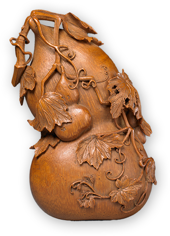 竹根雕葫蘆形冊頁盒