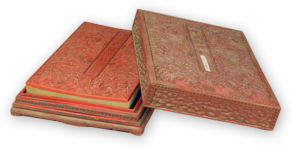 紅雕漆海水江崖“御筆戒得堂記”盒