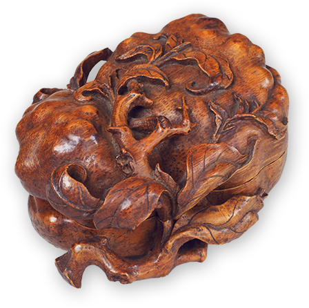 竹根雕芒果形冊頁盒