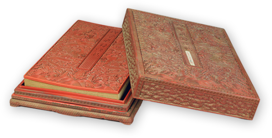 紅雕漆海水江崖“御筆戒得堂記”盒