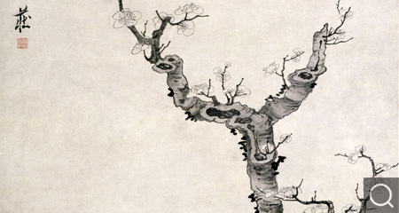 梅石圖軸