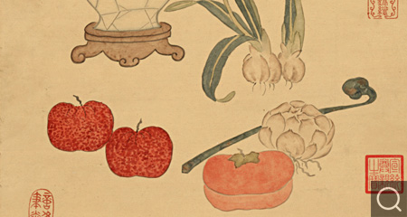 歲朝圖并新正重華宮詩軸