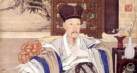 清人畫弘歷古裝像軸