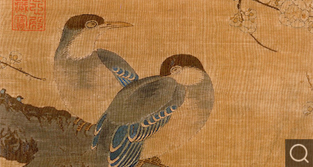 緙絲梅花寒鵲圖軸